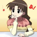  a azumanga_daiou black_eyes brown_hair kazunari lowres oekaki solo sweater tanizaki_yukari 