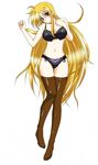  artist_request blonde_hair bra fate_testarossa lingerie long_hair lyrical_nanoha mahou_shoujo_lyrical_nanoha_strikers panties solo thigh_gap thighhighs underwear underwear_only very_long_hair 