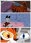absurd_res anthro bed bottomless butt clothed clothing comic dialogue dreamworks duo_focus english_text felid female furniture group hi_res icepack kung_fu_panda leopard letter mammal master_po_ping master_tigress off_screen on_bed pantherine reading song_(kung_fu_panda) tail text the-killer-wc tiger trio