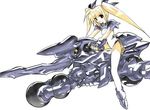  alternate_weapon artist_request bardiche blonde_hair fate_testarossa ground_vehicle long_hair lowres lyrical_nanoha mahou_shoujo_lyrical_nanoha motor_vehicle motorcycle solo thighhighs twintails weapon 