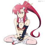  kazunari long_hair ponytail sitting solo tengen_toppa_gurren_lagann thighhighs yoko_littner 