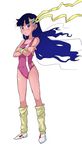  artist_request blue_hair cosplay crossed_arms gunbuster_pose headband kiyal leotard long_hair pink_leotard solo takaya_noriko takaya_noriko_(cosplay) tan tengen_toppa_gurren_lagann top_wo_nerae! wind 