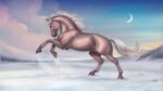 beesa cloudscape equid equine female feral hi_res horse icelandic_horse mammal mary_(bloopertrooper) moon on_hind_legs purple_eyes sky snow solo