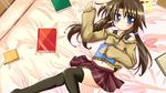  blue_eyes book copyright_request makino_(ukiuo) oekaki solo sweater thighhighs zettai_ryouiki 