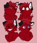 &lt;3 ambiguous_gender anthro black_body black_ears black_fur black_nose black_paws blush blush_lines canid canine digital_media_(artwork) expression_sheet floppy_ears fluffy fox fur hair hi_res inner_ear_fluff jesam_(jesam) mammal nonbinary_(lore) nude one_eye_closed puppy_eyes purple_eyes red_body red_fox red_fur red_hair sad shocked_expression smile snowflake-sage solo tuft white_body white_fur white_inner_ear_fluff wink