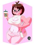 absurd_res anthro beaver chicas_que_lucen_asi_tienen_permiso_de_arruinarme_la_vida cranebear cute_eyes eyewear female glasses hi_res loopy_(pororo) mammal pinup pororo_the_little_penguin pose rodent solo starbucks