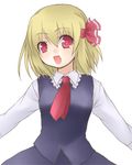  blonde_hair hair_ribbon jyako lowres necktie outstretched_arms red_eyes red_neckwear ribbon rumia short_hair solo spread_arms touhou 