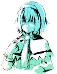  alice_margatroid aqua capelet gloves gradient_hair hairband monochrome multicolored_hair short_hair solo takishima_asaka touhou upper_body 