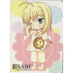  ahoge artist_request artoria_pendragon_(all) blonde_hair chibi doll fate/stay_night fate_(series) green_eyes lowres pajamas saber sleepy slippers solo 