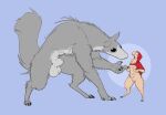 animal_genitalia anthro balls biped breasts canid canine canis causationcorrelation claws countershade_fur countershade_torso countershading duo fairy_tales female floppy_ears fur genitals grey_body grey_fur larger_male little_red_riding_hood_(copyright) male male/female mammal pussy sheath size_difference smaller_female wolf