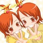  futami_ami futami_mami idolmaster idolmaster_(classic) idolmaster_1 multiple_girls siblings sisters sketch smile takehito twins v 