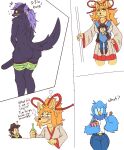 anthro avian big_breasts big_butt big_penis bird breasts butt canid canine ceroba_(undertale_yellow) chujin_(undertale_yellow) clover_(undertale_yellow) daydream dialogue drunk duo female fox genitals hair huge_penis human kfc_bucket male mammal martlet_(undertale_yellow) nude penis ponytail signirsol solo substance_intoxication tail thick_thighs wide_hips