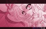  bat_wings dated fang letterboxed monochrome pink remilia_scarlet slit_pupils solo touhou wallpaper wings yamu_(reverse_noise) 