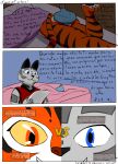 absurd_res anthro bed bottomless butt clothed clothing comic dialogue dreamworks duo duo_focus felid female furniture group hi_res icepack kung_fu_panda leopard letter mammal master_po_ping master_tigress off_screen on_bed pantherine reading song_(kung_fu_panda) spanish_text tail text the-killer-wc tiger