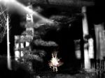  back blurry dark depth_of_field hakurei_reimu night solo touhou walking yoshioka_yoshiko 