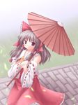  hair_tubes hakurei_reimu lzh oriental_umbrella parasol solo touhou umbrella 