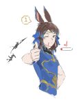 1boy animal_ears blood blood_from_mouth dragoon_(final_fantasy) final_fantasy final_fantasy_xiv highres lumeru_33 male_focus one_eye_closed rabbit_ears red_mage sketch smile solo tears thumbs_up viera warrior_of_light_(ff14) 
