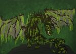 absurd_res concept_art dragon elemental_creature elemental_dragon elope female feral glowing glowing_eyes glowing_mouth hi_res leaf plant rock secrets_of_uncrom solo twigs uncrom vines visha yenocwolf