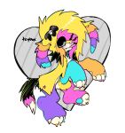ambiguous_gender canid canine canis domestic_dog feral fr34kpet fur hi_res mammal multicolored_body multicolored_fur purple_body purple_fur scene_hair scene_kid solo sparkledog yellow_body yellow_fur