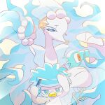 aqua_eyes blue_eyes bright_pupils brushing_hair closed_mouth colored_eyelashes comb commentary_request enden_(slcn040) frown hair_dryer half-closed_eyes highres holding holding_comb messy_hair no_humans pokemon pokemon_(creature) primarina quaxly white_pupils 
