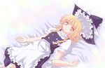  blonde_hair highres kirisame_marisa lying lzh on_back solo touhou 