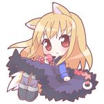  animal_ears apple chibi food fruit holding holding_food holding_fruit holo long_hair mirai_(sugar) solo spice_and_wolf tail wolf_ears 