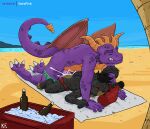 absurd_res activision anthro beach big_penis blush bodily_fluids cheetah cum cum_in_ass cum_inside cumshot dragon ejaculation felid feline genital_fluids genitals hi_res katxfish male mammal penis public public_sex seaside sex size_difference solo spyro_the_dragon tail teeth