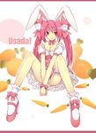  animal_ears bad_id bad_pixiv_id bunny_ears carrot di_gi_charat dice_hair_ornament fujii_toshiaki hair_ornament high_heels letterboxed mary_janes shoes sitting solo usada_hikaru 