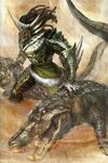  absurdres armor artist_request crocodile crocodilian helmet highres horns male_focus scan shin_sangoku_musou solo wei_yan 