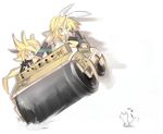  1girl brother_and_sister cat chibi kagamine_len kagamine_rin kanikama siblings steamroller twins vocaloid 
