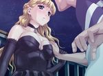  blush breast_grab breasts choker cleavage dress elbow_gloves game_cg gloves grabbing guided_breast_grab happoubi_jin hetero ichijo_daisuke large_breasts long_hair resort_boin solo_focus tsukushino_mitsugu 