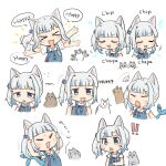  ! !! 1girl absurdres animal_ears blue_eyes blue_hair blunt_bangs cat_ears chibi chipi_chipi_chapa_chapa_(meme) closed_eyes cube_hair_ornament ebi_gohan fins fish_tail gawr_gura gawr_gura_(3rd_costume) grey_hair hair_ornament happy_happy_happy_cat_(meme) highres hololive hololive_english huh?_cat_(meme) kemonomimi_mode looking_at_viewer meme meme_request multicolored_hair official_alternate_costume open_mouth shark_girl shark_tail side_ponytail sidelocks streaked_hair tail virtual_youtuber 