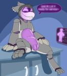 andromorph anthro dialogue genitals hi_res intersex machine mikey6193 mikey_(mikey6193) pussy robot slime solo speech_bubble spread_legs spreading