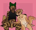 &lt;3 anthro band-aid bandage blonde_hair blush bodily_fluids border_collie brown_body brown_fur canid canine canis clothing collie domestic_dog duo ear_piercing erection facial_piercing fur genital_fluids genitals gilbert_(iovax) green_hair hair handjob herding_dog hyena king_mutt lip_piercing looking_at_another looking_at_genitalia male male/male mammal middle_part nipples pastoral_dog penile penis piercing precum rielle sex sheepdog shirt sitting size_difference slightly_chubby snakebite_piercing striped_hyena stripes sweat tan_body tan_fur tank_top tongue tongue_piercing topwear