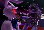 3d_(artwork) 5_fingers animatronic anthro balls being_watched big_penis blind blush bodily_fluids both_hands_on_penis bow_ribbon broken_robot canid canine canis clenched_teeth colored_nails dialogue digital_media_(artwork) dirty disability duo eyeless female fingers five_nights_at_freddy&#039;s five_nights_at_freddy&#039;s:_security_breach foreskin genitals green_highlights green_nails grey_body gynomorph hair hi_res highlights_(coloring) holding_penis intersex intersex/female lagomorph leporid lewdwithlogan looking_at_another machine mammal masturbation nails nervous penile penile_masturbation penis profanity questionable_consent rabbit red_carpet red_eyes robot roxanne_wolf scared scottgames sharp_teeth shattered shattered_roxanne_wolf_(fnaf) sneaky source_filmmaker steel_wool_studios tears teeth text unaware vanny_(fnaf) white_body white_hair wolf wounded