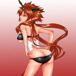  ass bent_over breasts brown_hair butt_crack dimples_of_venus horns large_breasts pointy_ears revealing_clothes riemsianne rokuichi shining_(series) shining_force_exa sideboob solo 