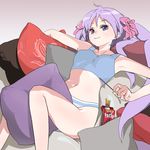  bad_id bad_pixiv_id food highres hiiragi_kagami lucky_star mta panties pillow pocky solo striped striped_panties tank_top underwear 