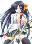  kurugaya_yuiko little_busters! solo sword thighhighs weapon yoshida_inuhito zettai_ryouiki 