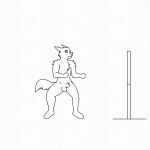animated anthro aricks137 balls butt canid canine canis domestic_dog fluffy fluffy_tail fur genitals hi_res jumping kick male mammal simple_background sketch solo tail training white_background