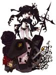  axe bad_id bad_pixiv_id black_eyes black_flower black_hair black_rose coffin cross crown drill_hair flower hat kiris latin_cross original panties pantyhose rosalia rose solo sword tattoo twintails underwear weapon 