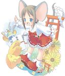  animal_ears cheese copyright_request food lowres mouse_ears navel new_year pop solo 
