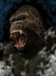  ape fangs fur godzilla_(series) gorilla kaijuu king_kong king_kong_(series) kmd kong:_skull_island monsterverse no_humans roaring simple_background 