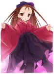  hakama idolmaster idolmaster_(classic) idolmaster_1 japanese_clothes long_hair minase_iori noripachi purple_hakama solo 