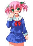  bosshi green_eyes moe_(bosshi) original pink_hair school_uniform solo tears twintails 