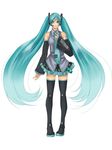  aqua_eyes aqua_hair hatake_michi hatsune_miku legs long_hair skirt solo thighhighs twintails very_long_hair vocaloid 