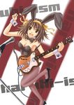  animal_ears bunny_ears bunnysuit guitar instrument medium_hair microphone microphone_stand narendo pantyhose solo suzumiya_haruhi suzumiya_haruhi_no_yuuutsu 