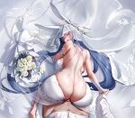  1girl absurdly_long_hair absurdres all_fours animal_ears ass azur_lane backless_dress backless_outfit bar_censor bare_back blue_hair bottomless bouquet breasts bridal_veil bride butt_crack censored doggystyle dress fake_animal_ears flower gloves hair_ornament hair_spread_out heart hetero highres holding_hands large_breasts long_hair looking_at_viewer looking_back new_jersey_(azur_lane) new_jersey_(snow-white_ceremony)_(azur_lane) no_panties official_alternate_costume pov rabbit_ears rose sex sex_from_behind smile star_(symbol) star_hair_ornament sweat vaginal veil very_long_hair wedding_dress white_dress white_flower white_gloves white_rose windovvs 
