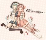  anemone_(eureka_seven) eating eureka eureka_seven eureka_seven_(series) food food_on_face fruit ice_cream morimaiko multiple_girls strawberry thighhighs zettai_ryouiki 