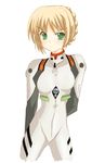  artist_request artoria_pendragon_(all) ayanami_rei ayanami_rei_(cosplay) bodysuit cosplay fate/stay_night fate_(series) neon_genesis_evangelion plugsuit saber solo white_bodysuit 