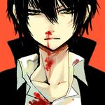  artist_request black_hair blood hibari_kyouya katekyo_hitman_reborn! lowres male_focus nosebleed shirt solo 